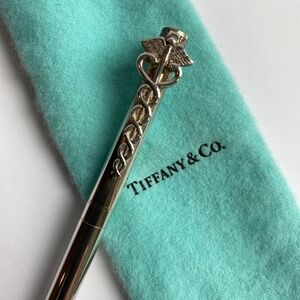 *RARE* Tiffany & Co. Caduceus Motif Ballpoint Pen Sterling Silver Authentic